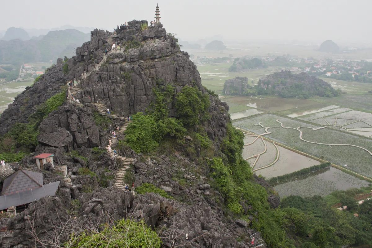 The view over the Ngo Dong river and rice paddies from the Mua Cave dragon ridge