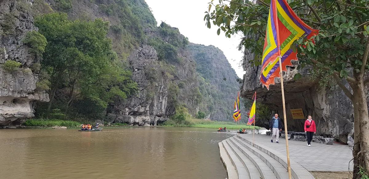 The Ngo Dong river winding through karst and rice paddies at Tam Coc